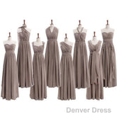 Most Popular Convertible Pleats Chiffon Gray Simple  Cheap Long Bridesmaid Dresses For Wedding Party,
